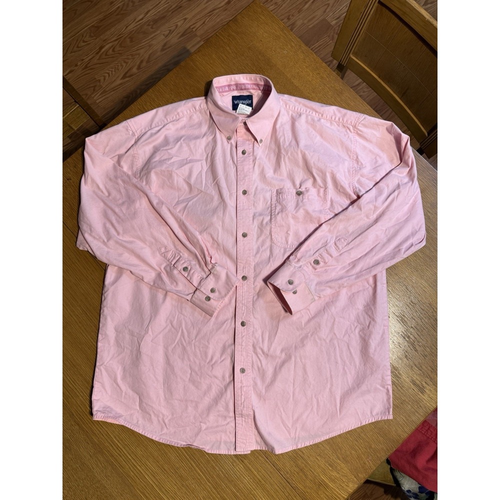 Wrangler "Tough Enough To Wear Pink" Long Sleeve Western Button Up Mens XL Rodeo - Picture 2 of 8